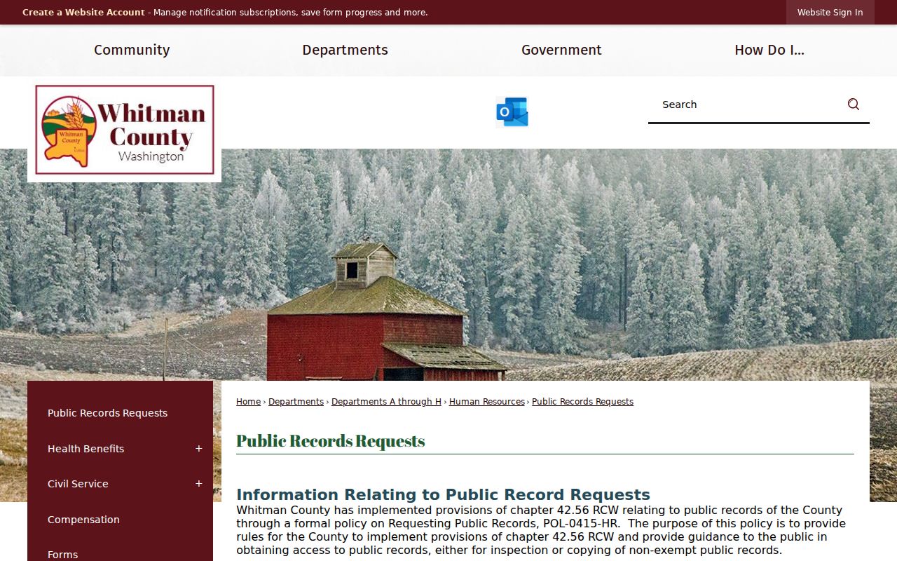Whitman County criminal records public request process