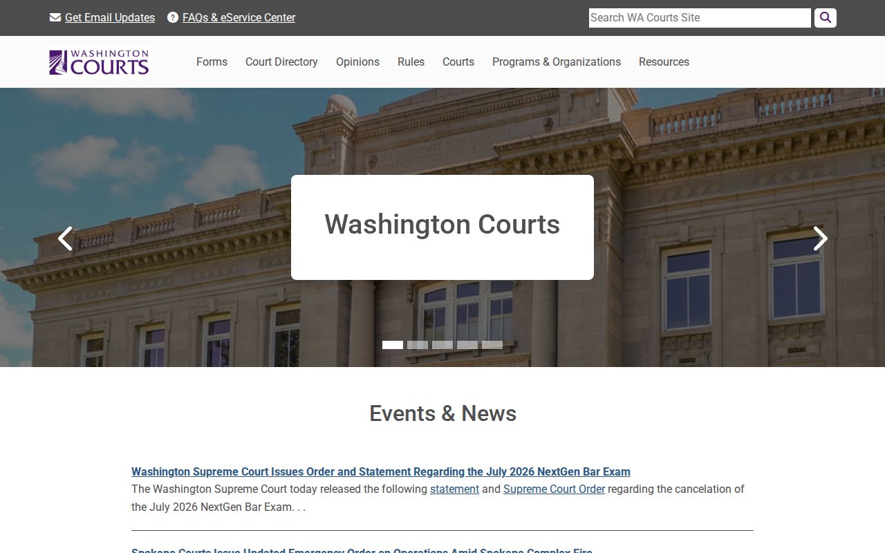 Whitman County criminal court records Washington Courts page